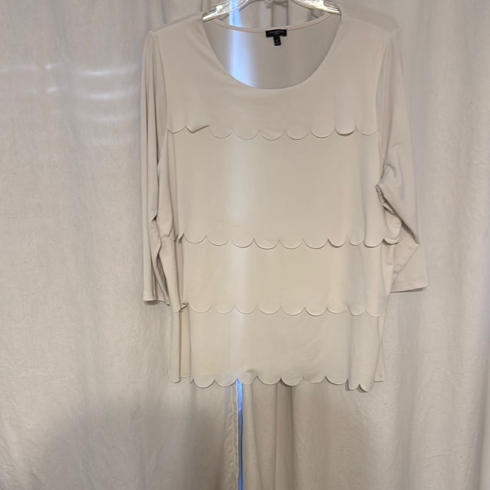 Cream Scalloped Talbots Blouse
